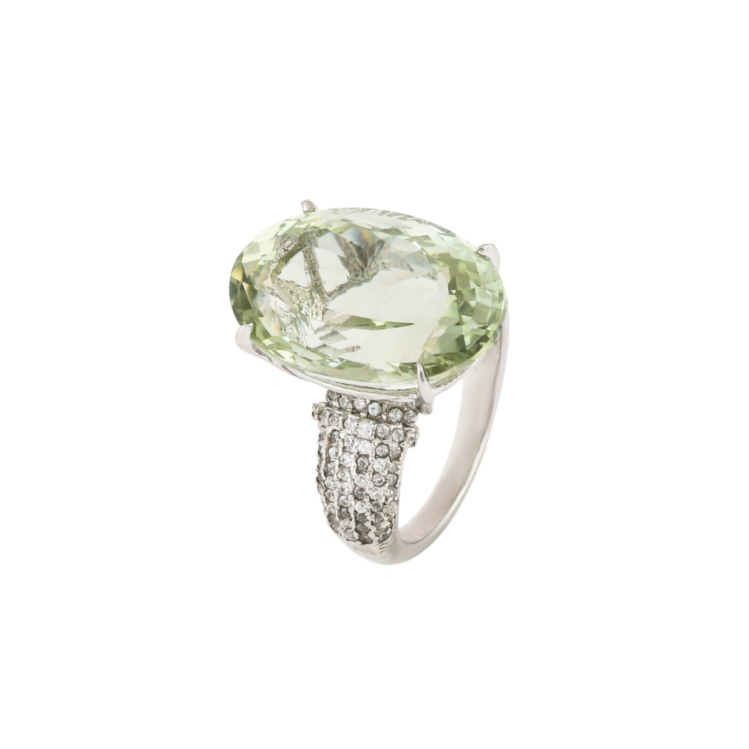 Evergreen Enchantment Green Amethyst Silver Ring-JRRG5071