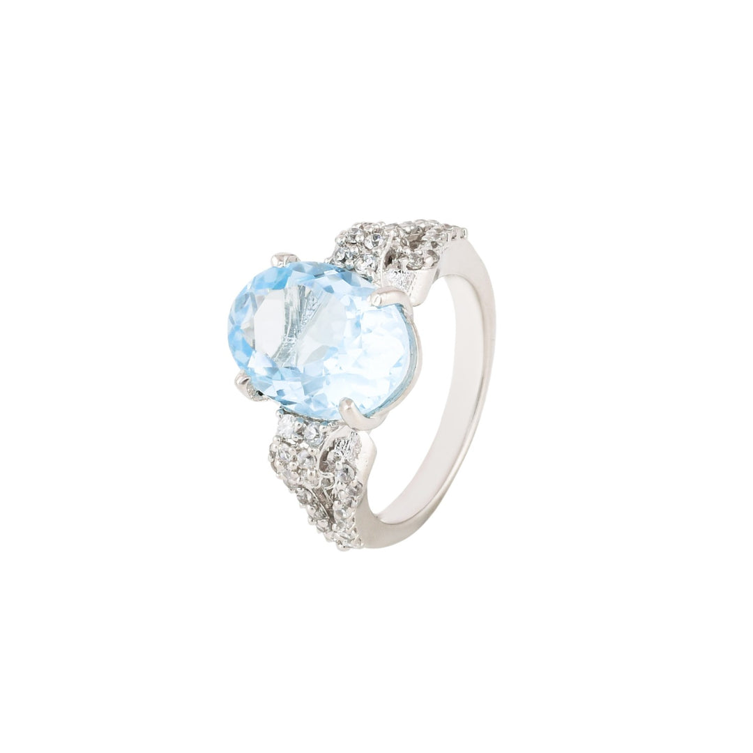 Azure Enchantment Blue Topaz Silver Ring-JRRG5072