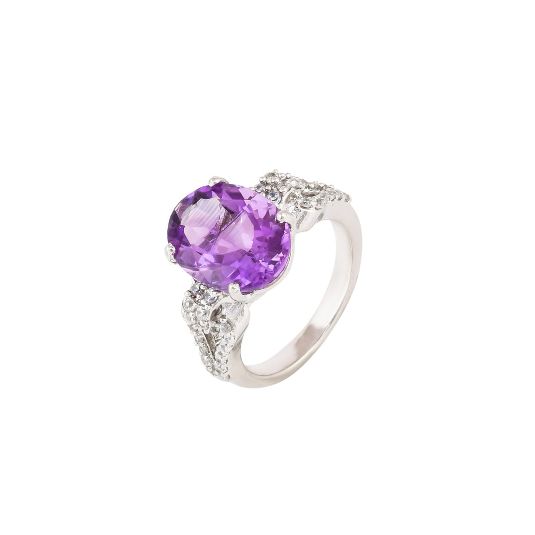 Enthralling Amethyst Silver Ring-JRRG5073