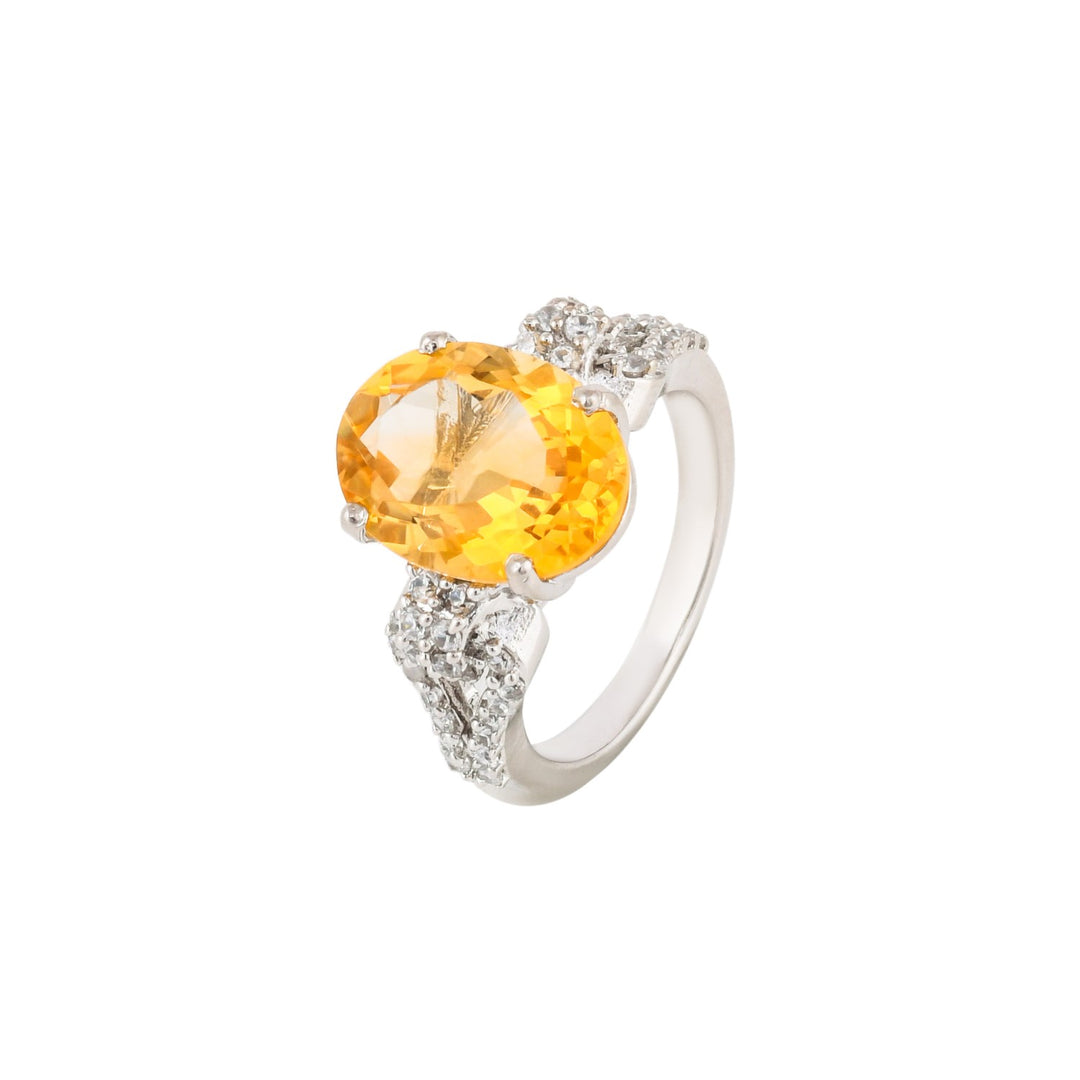 Sun-Kissed Elegance Citrine Silver Ring-JRRG5075