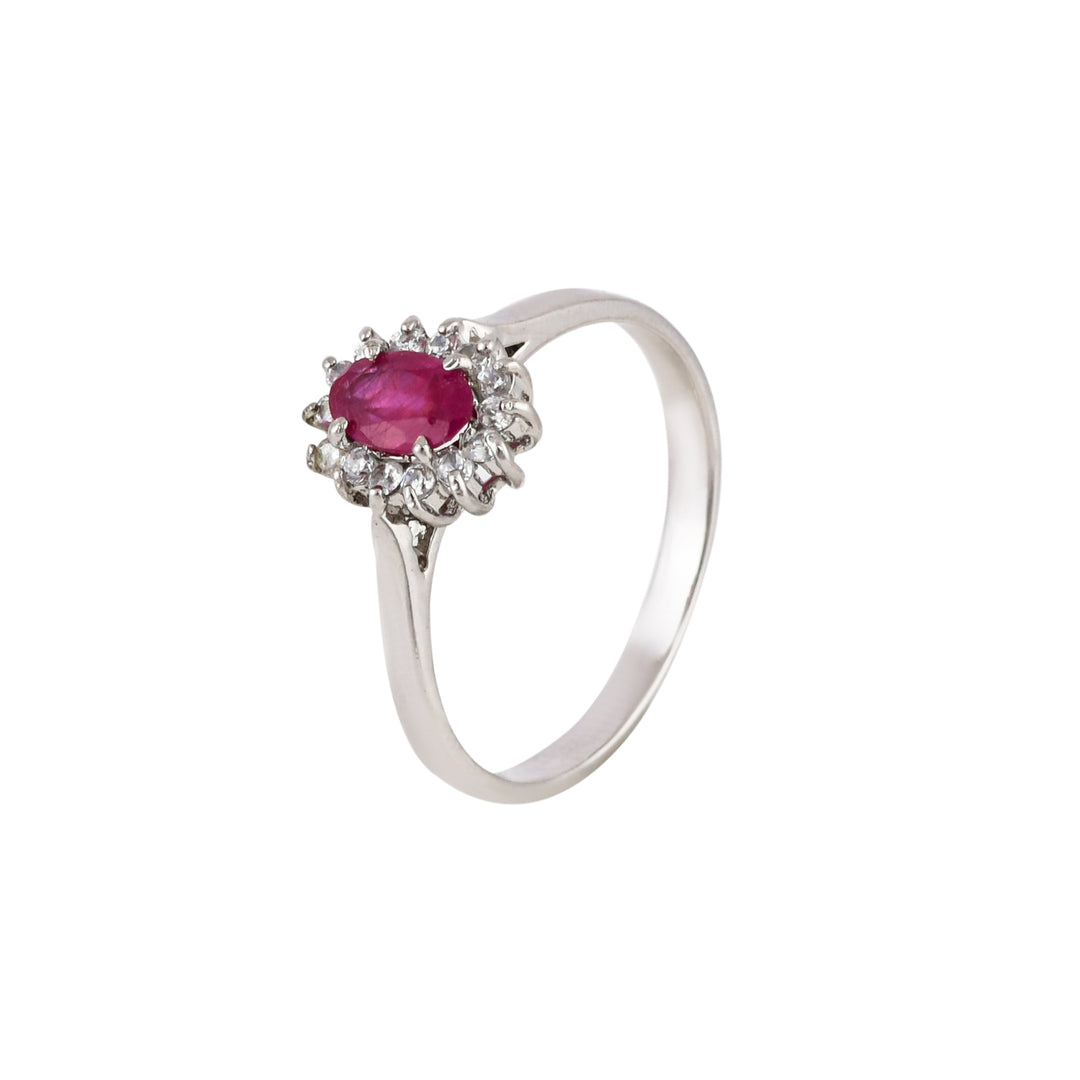 Crimson Splendor Ruby Silver Ring-JRRG5081