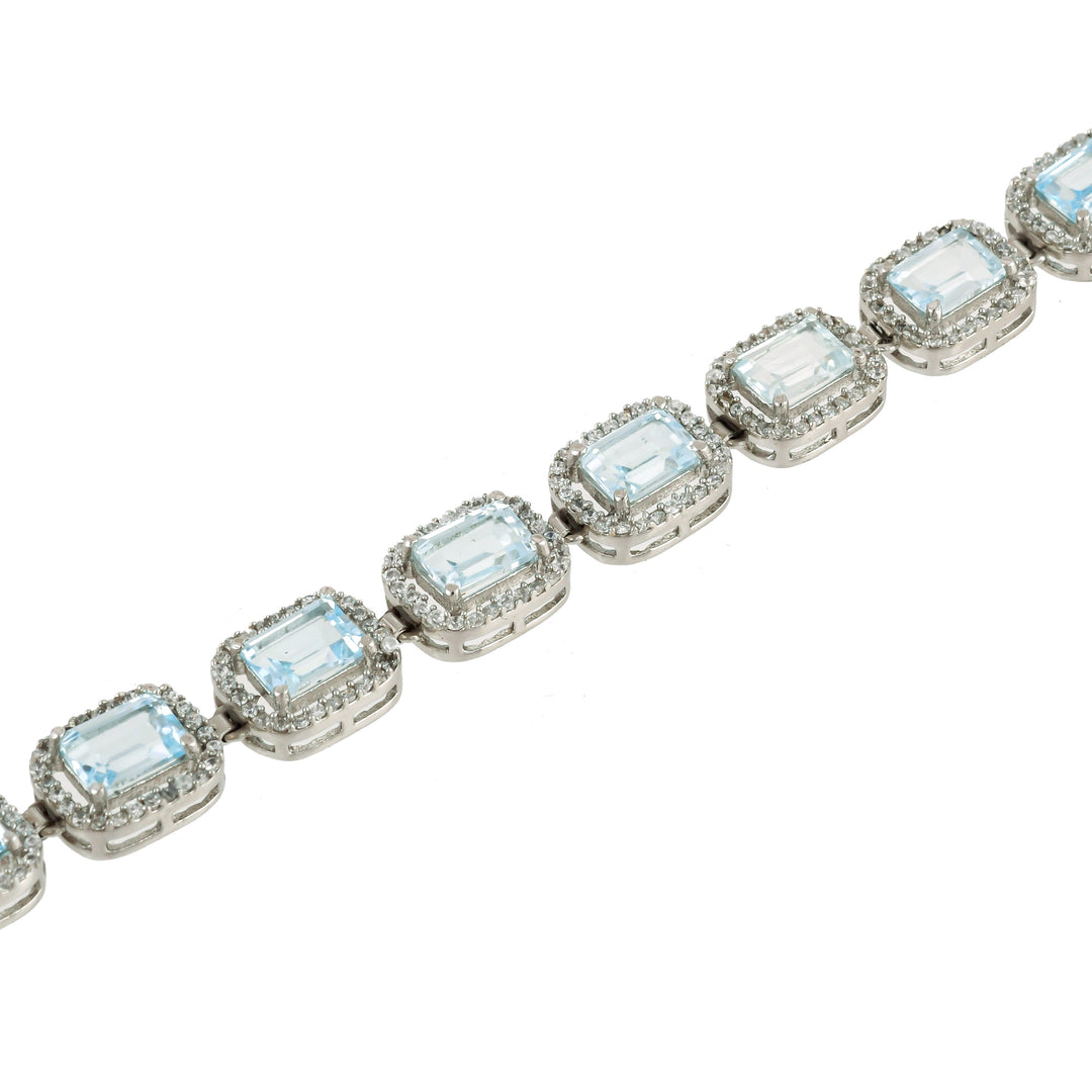 Azure Elegance Square-Cut Silver Bracelet-JRBCL5001