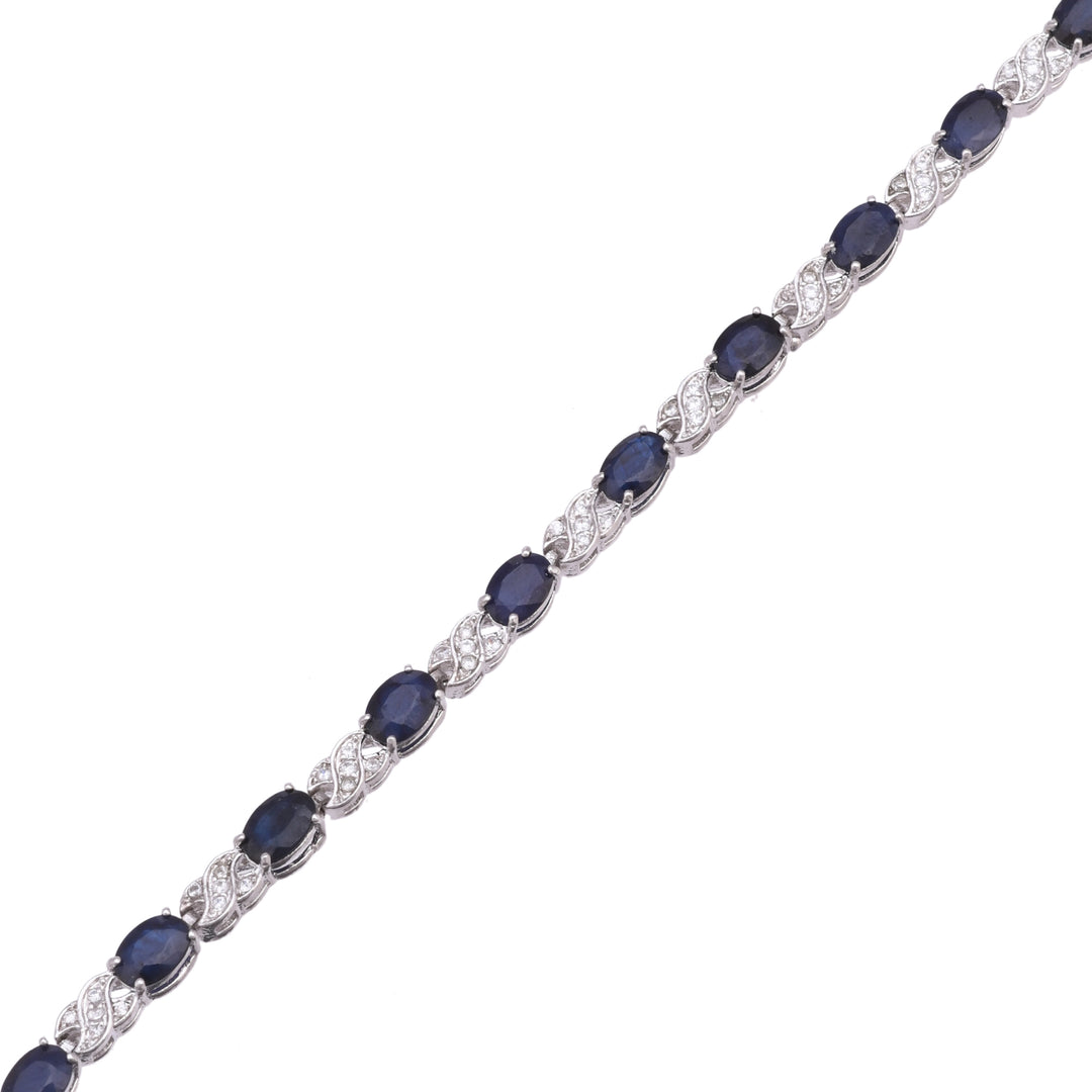 Blue Sapphire Elegance Silver Bracelet-JRBCL5004