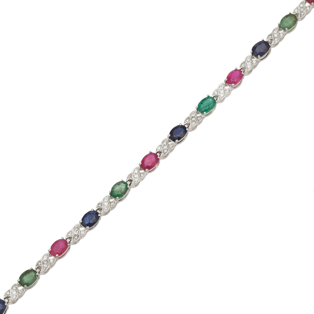 Trinity Gemstone Elegance Silver Bracelet-JRBCL5007