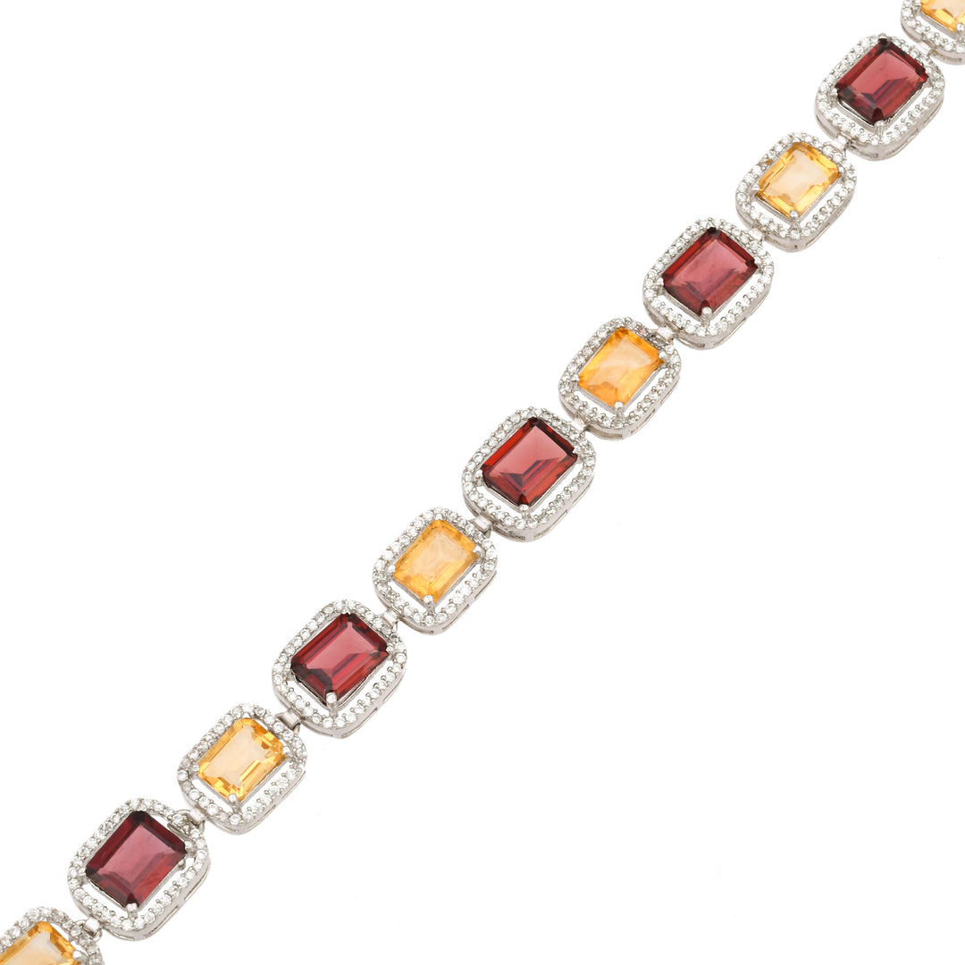 Sunset Glow Yellow Topaz Silver Bracelet-JRBCL5008