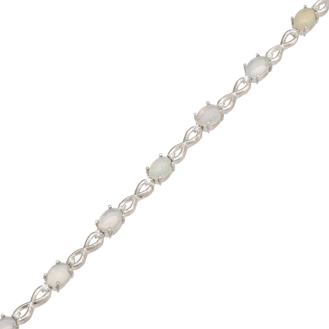 Opulent Opal Infinity Silver Bracelet-JRBCL5009