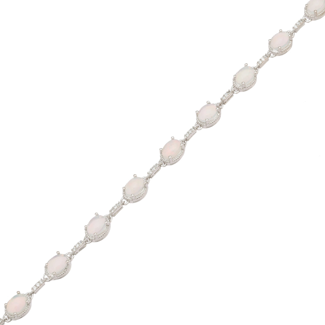 Opulent Opal Oval Silver Bracelet-JRBCL5013