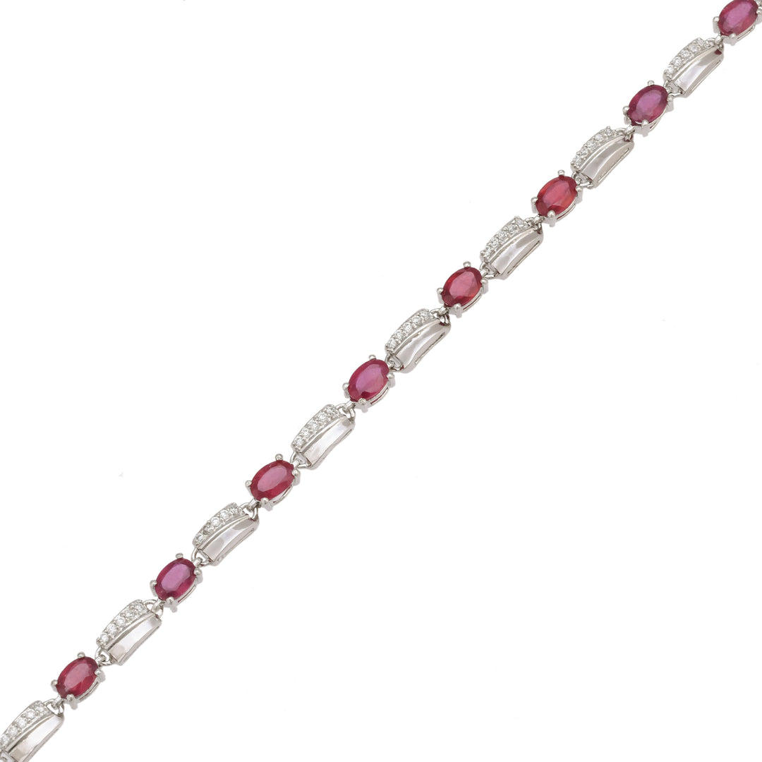 Ruby Radiance Silver Bracelet-JRBCL5014