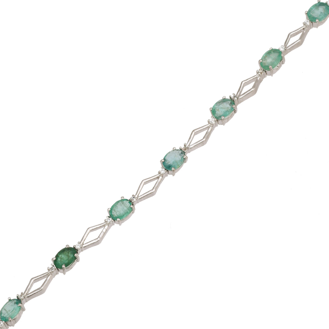 Emerald Elegance Silver Bracelet-JRBCL5016