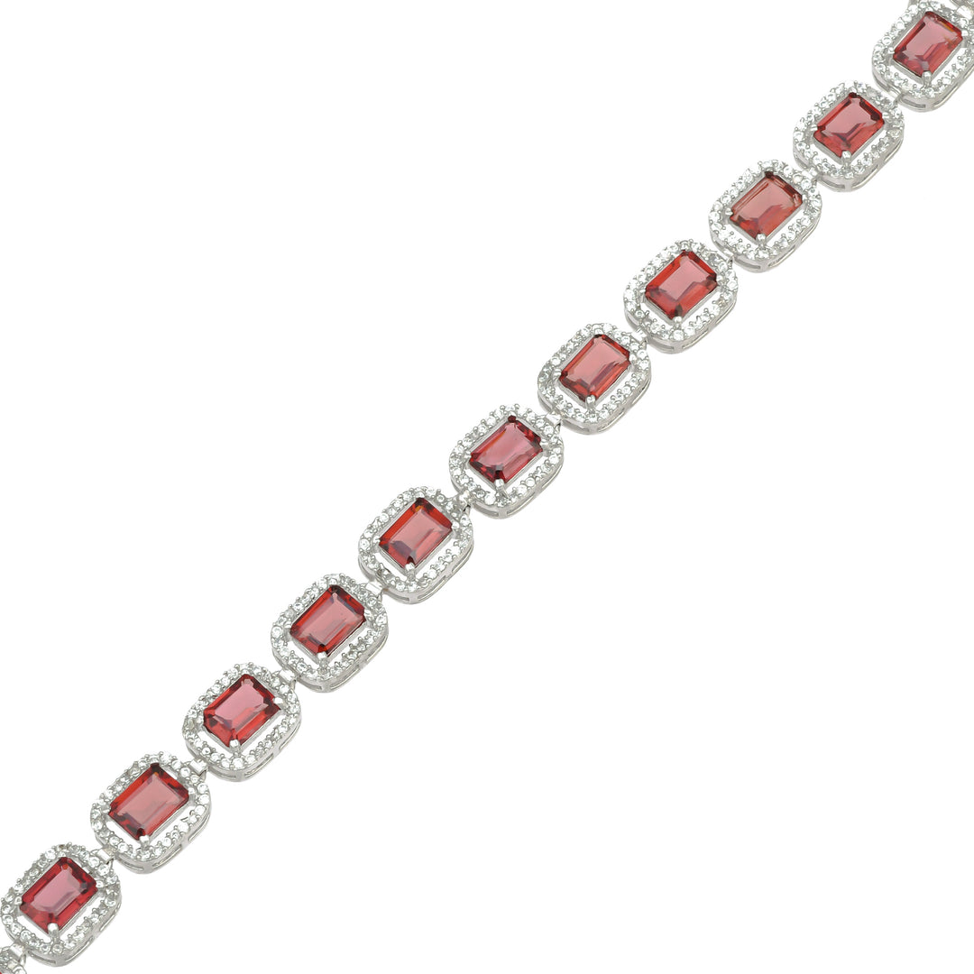 Crimson Radiance Quartz Silver Bracelet-JRBCL5023