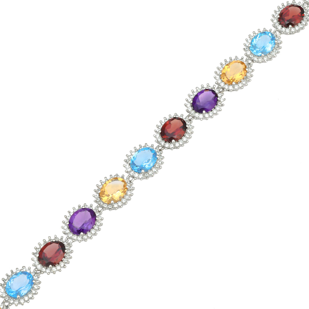 Gemstone Cascade Silver Bracelet-JRBCL5024