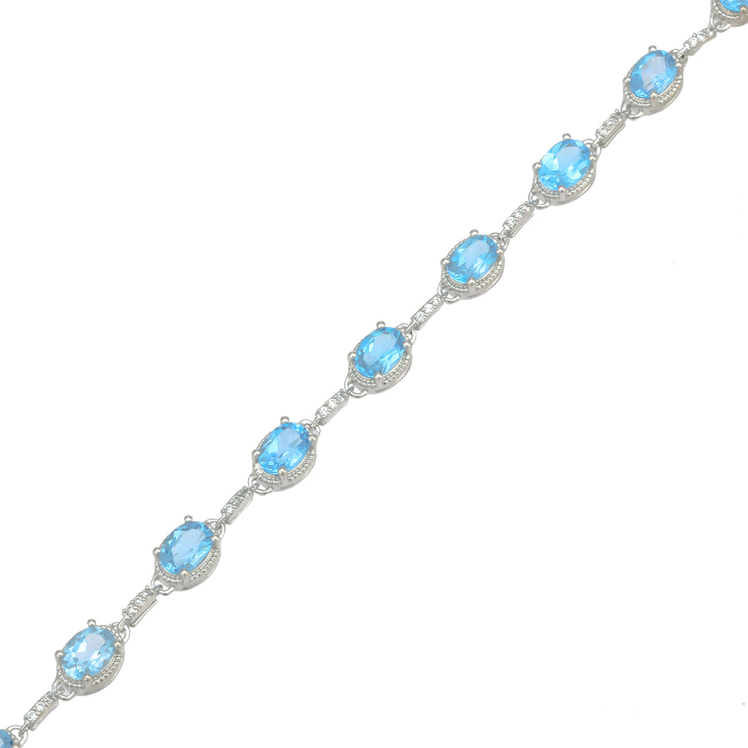 Cerulean Elegance Topaz Silver Bracelet-JRBCL5025